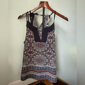 Athleta Tank Top, Red and Blue Pattern, Size M